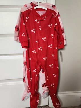 Carter's Red Heart Print Footed One-Piece